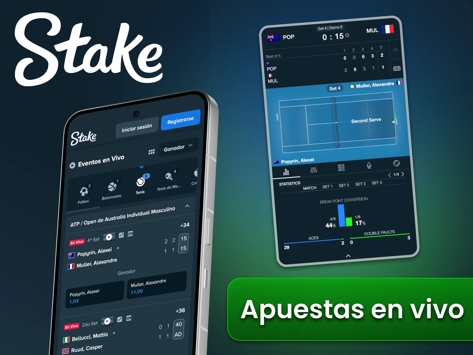 Prueba la función de apuestas en directo en la aplicación Stake.