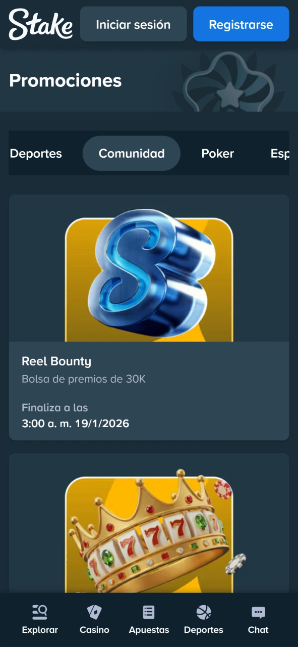 Revisa las bonificaciones activas y únete a los torneos exclusivos de Stake.