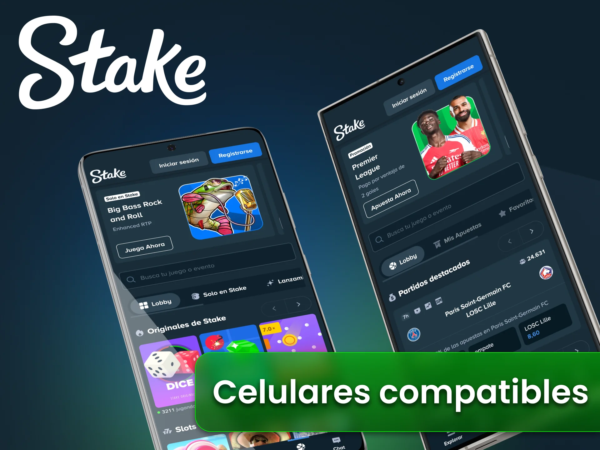La aplicación Stake Android apk está disponible en varios teléfonos inteligentes.