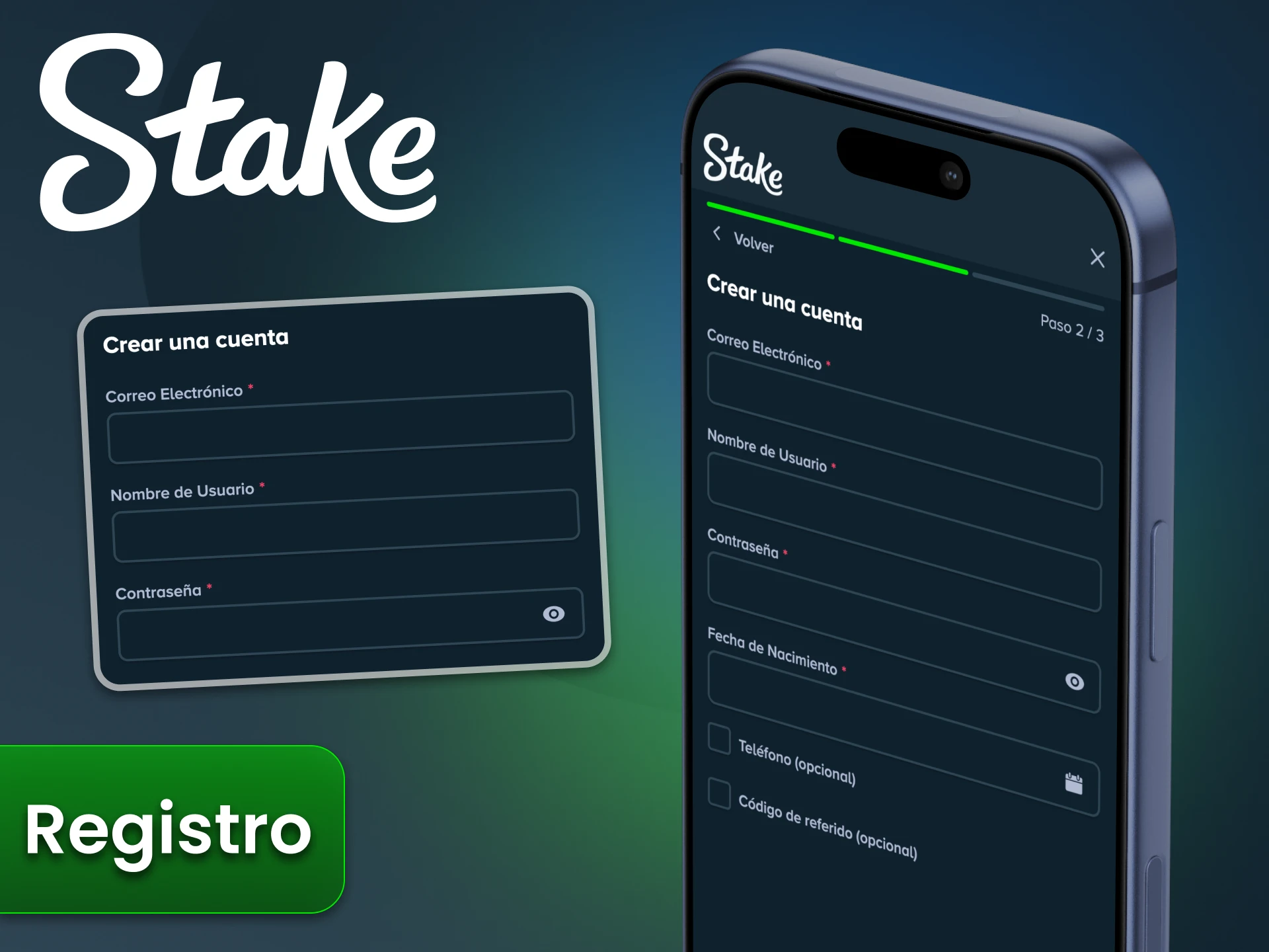Crea una cuenta en la aplicación Stake en unos pocos pasos.