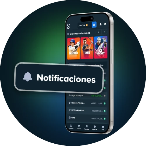 Recibe notificaciones sobre resultados y promociones en la aplicación Stake.