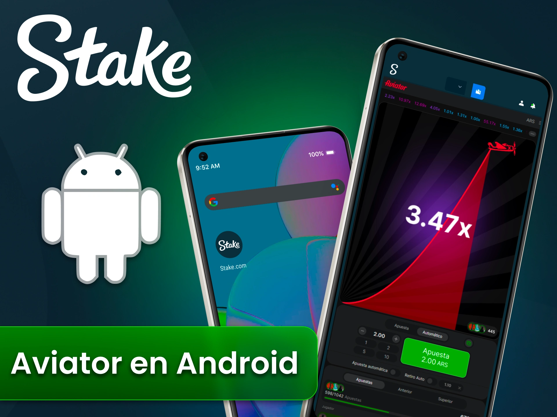 nstalá Aviator en Android y jugá rápido desde el icono Stake.