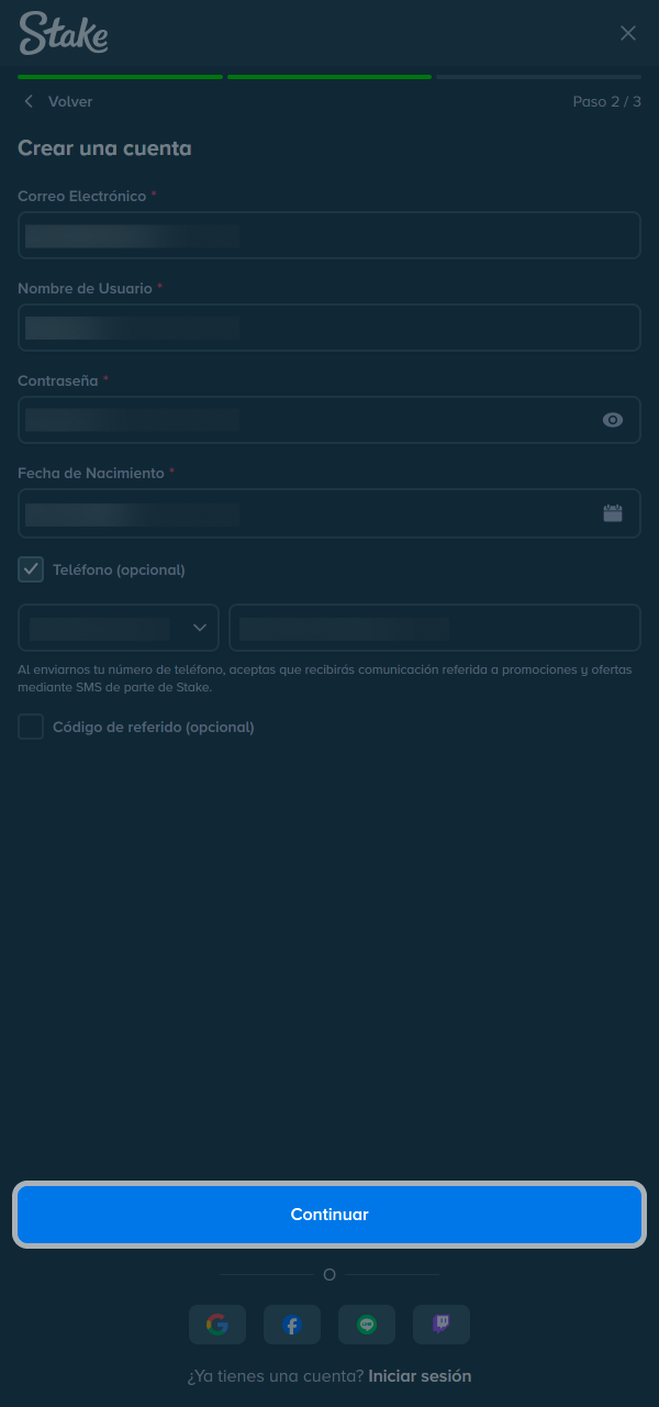 Finalizá el registro y jugá con base clara en Stake.