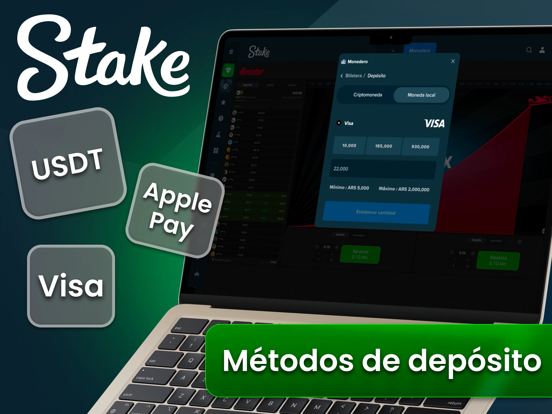 Elegí tu método de pago y jugá Aviator rápido en Stake.