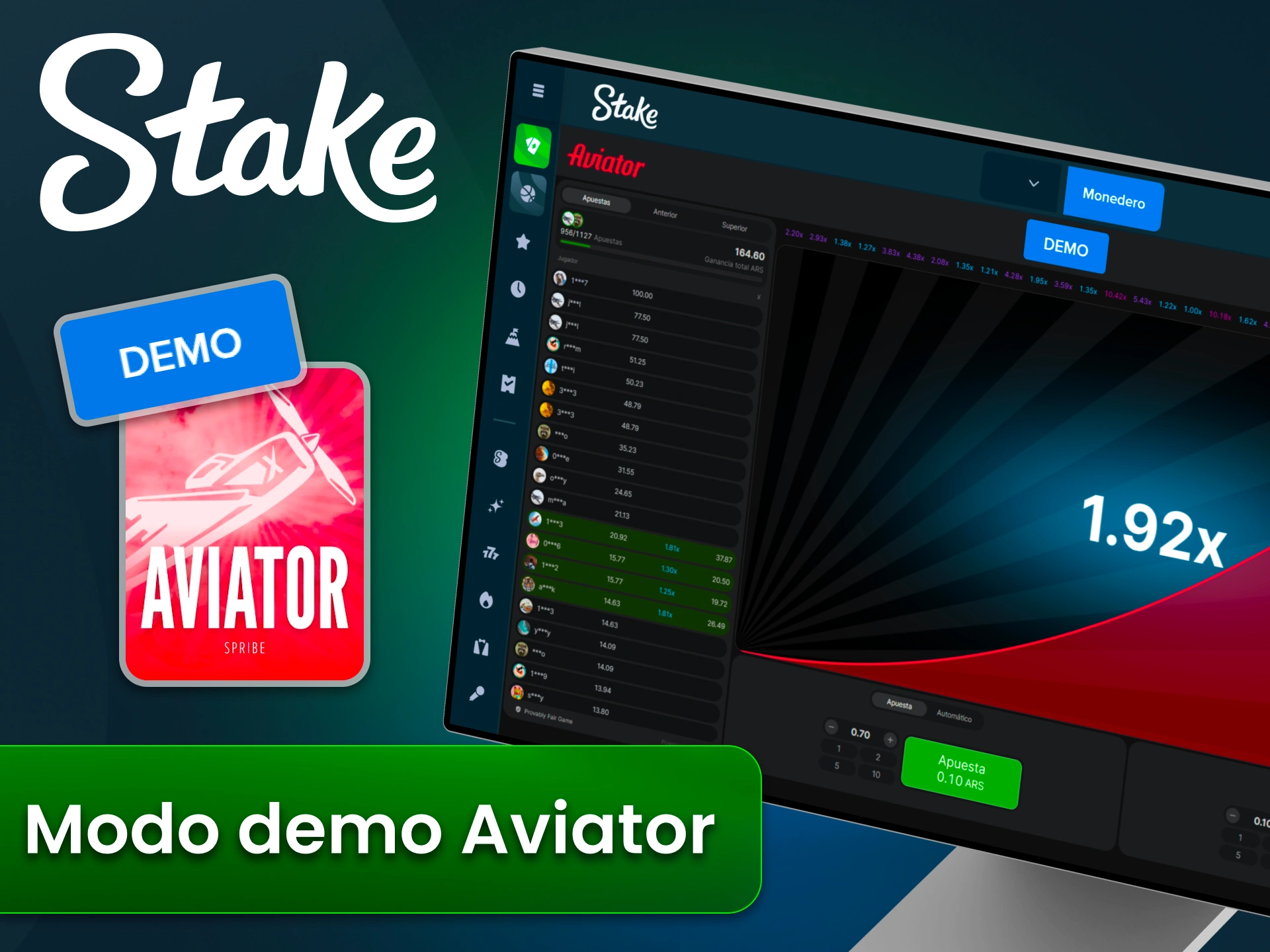 Practicá Aviator en modo demo gratis y ganá confianza en Stake.