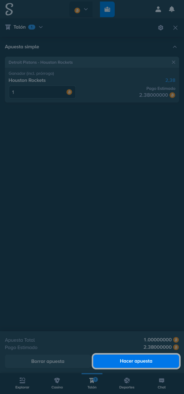 Seleccioná la cuota y apostá fácil con interfaz clara en Stake.