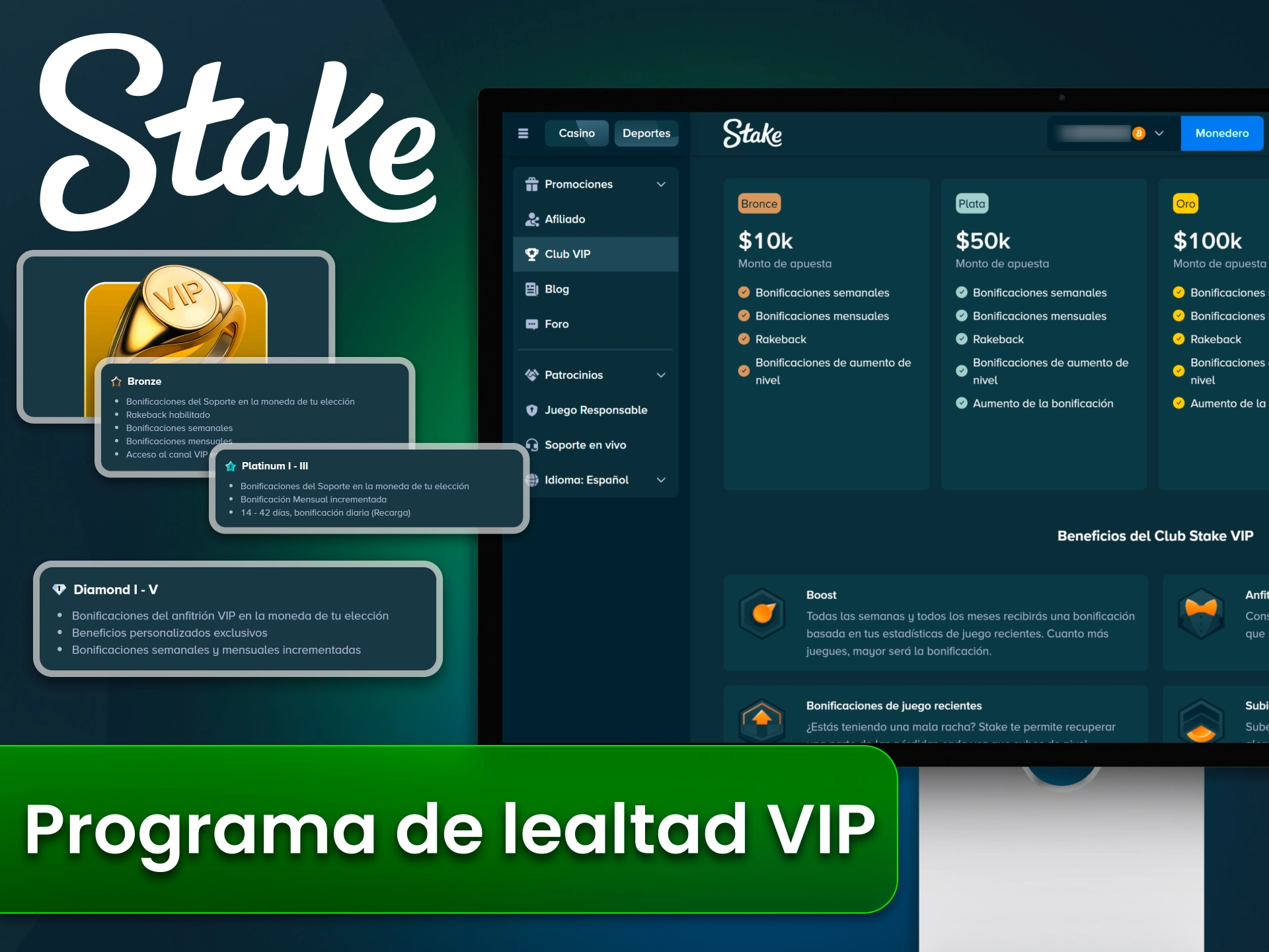 Accedé a niveles VIP con rakeback mejorado en Stake.