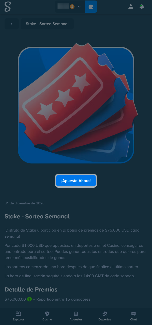 Activá el bono y jugá solo en juegos válidos en Stake.