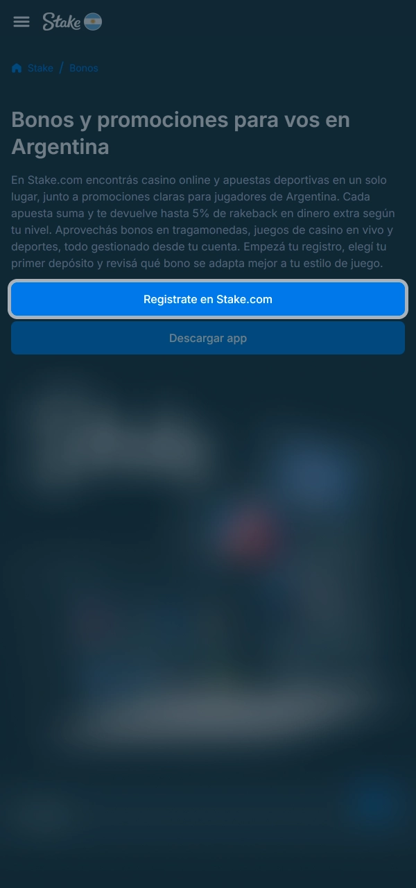 Creá tu cuenta y activá bonos sin complicaciones en Stake.