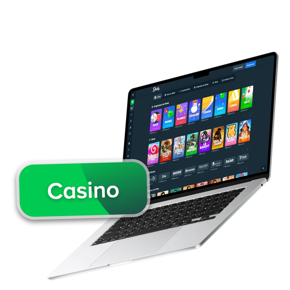 Juega al casino online Stake con juegos de mesa y tragaperras.