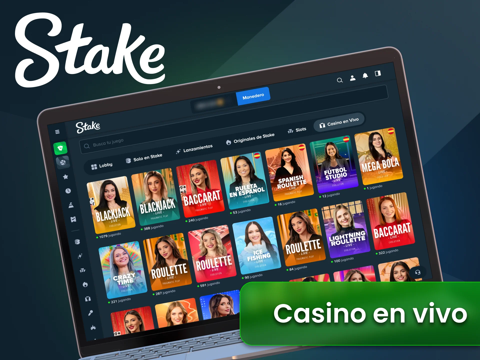 Entrá al casino en vivo de Stake y sentí la experiencia real.