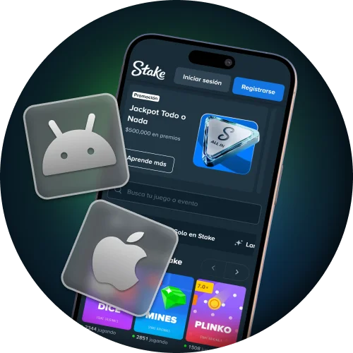 Usá la app de Stake en Android o iOS para jugar en cualquier lugar.