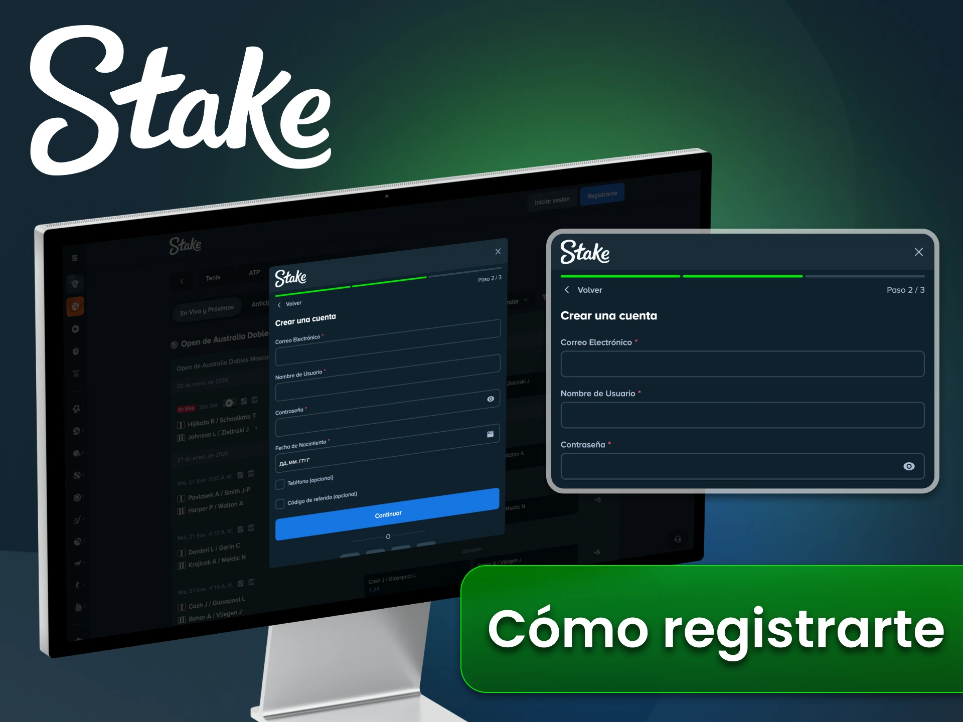 Regístrate en la plataforma Stake desde la aplicación de escritorio.