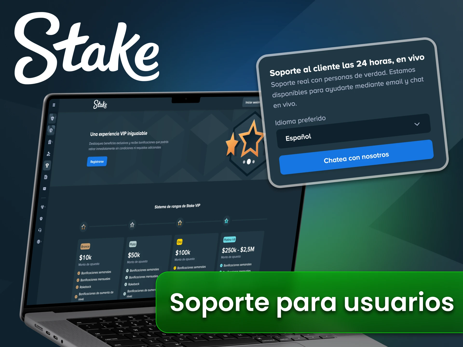 El servicio de asistencia de Stake funciona bien en PC.