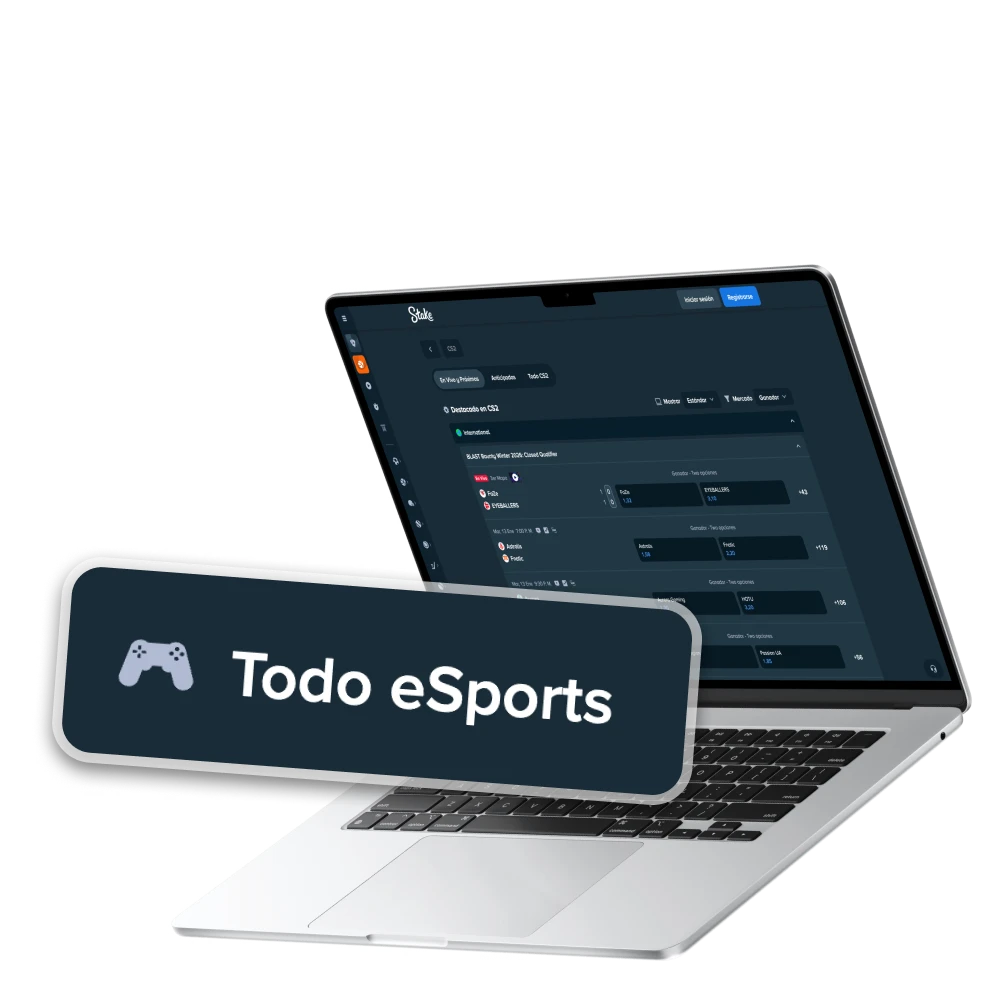 Elige tu categoría favorita de eSports en el sitio web de Stake.