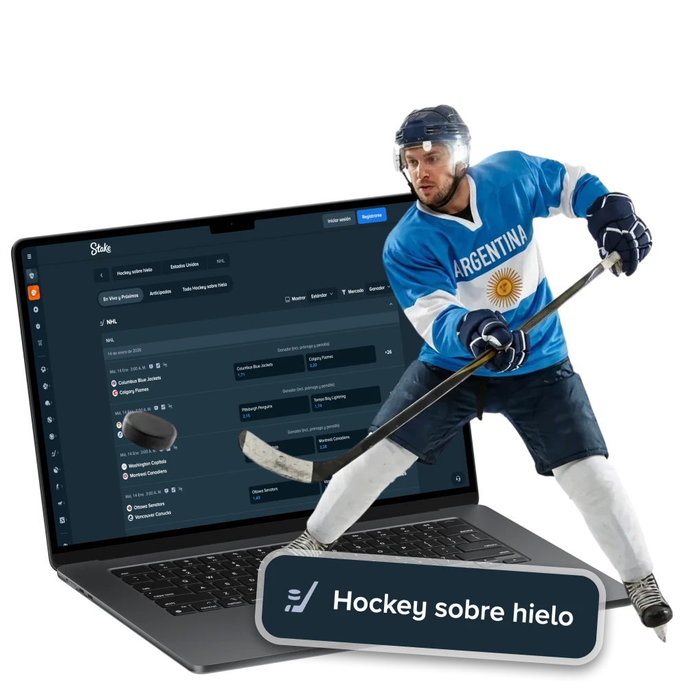 Prueba las apuestas de hockey sobre hielo en Stake y gana.