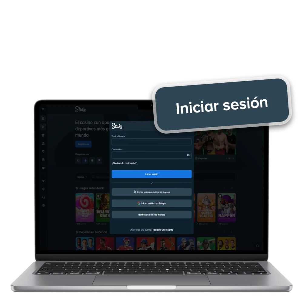 Inicie sesión en su cuenta de Stake y comience a apostar.