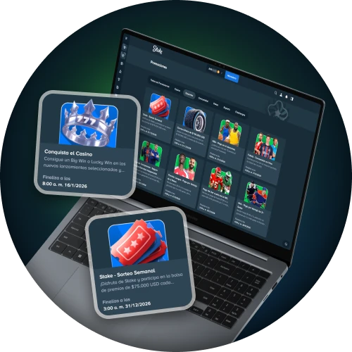 Encuentra ofertas temporales en partidos deportivos y misiones de tragamonedas en Stake.