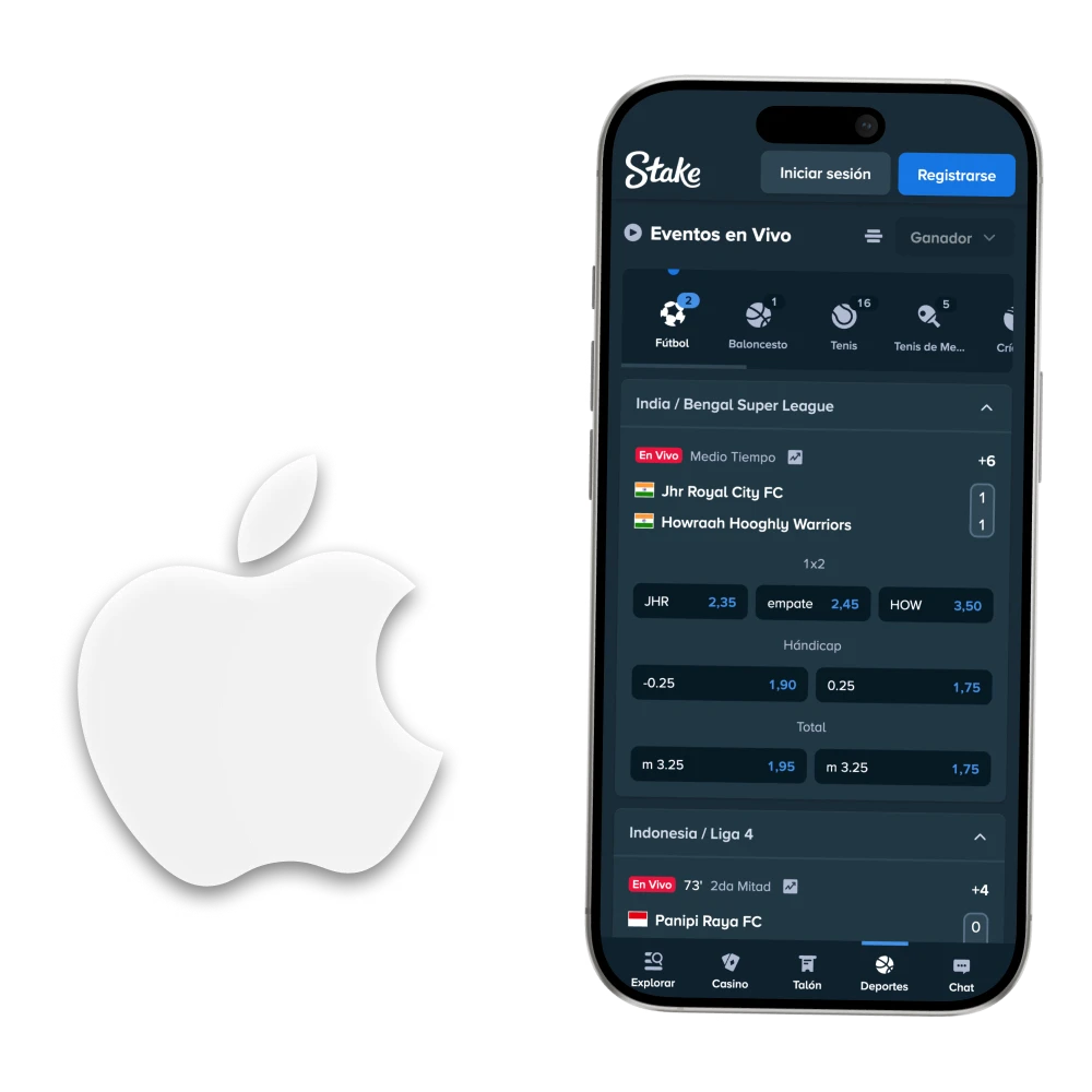 Instala la aplicación oficial de Stake en tu dispositivo iOS.