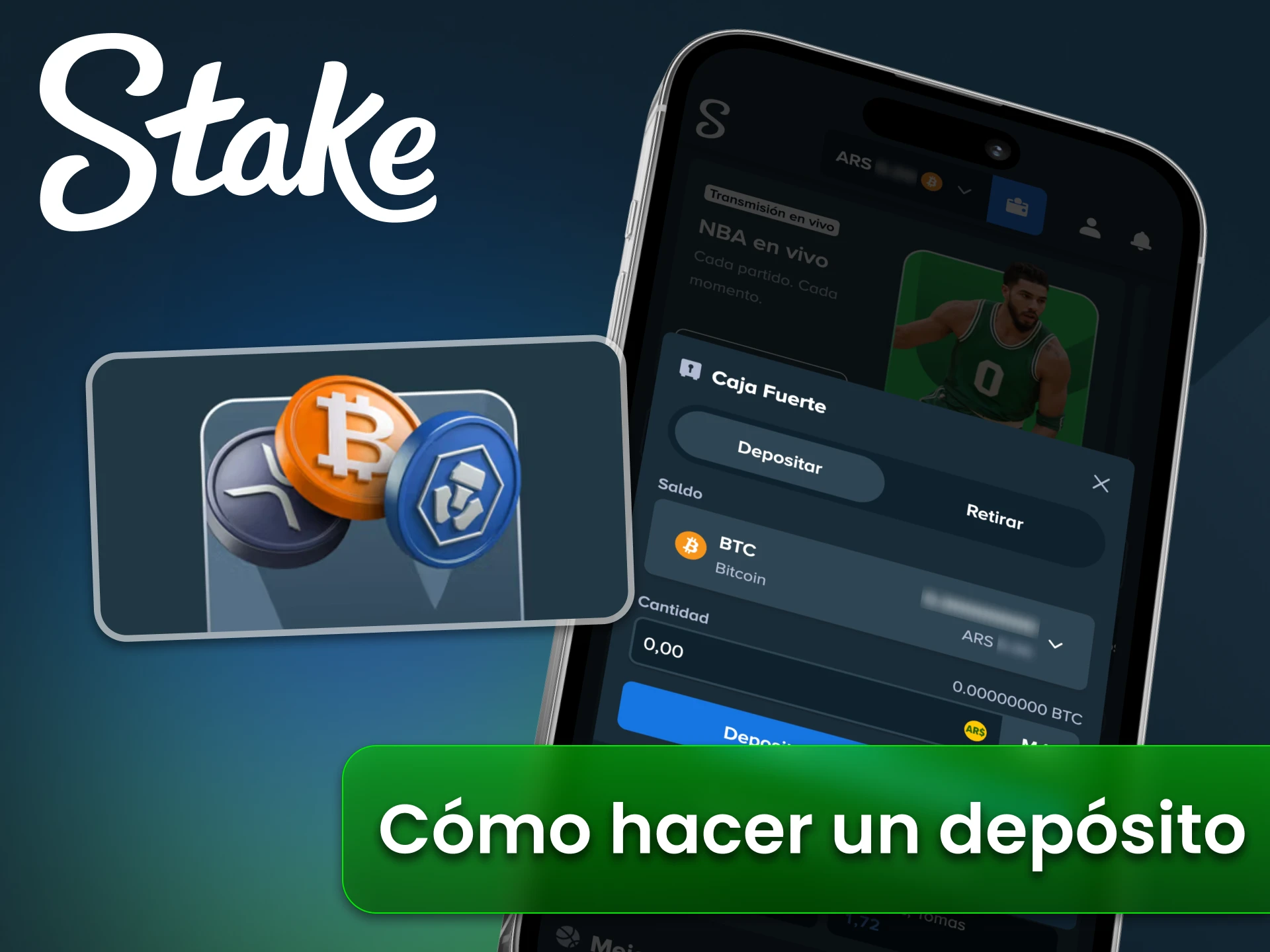 Deposita y empieza a apostar al instante en la aplicación Stake.