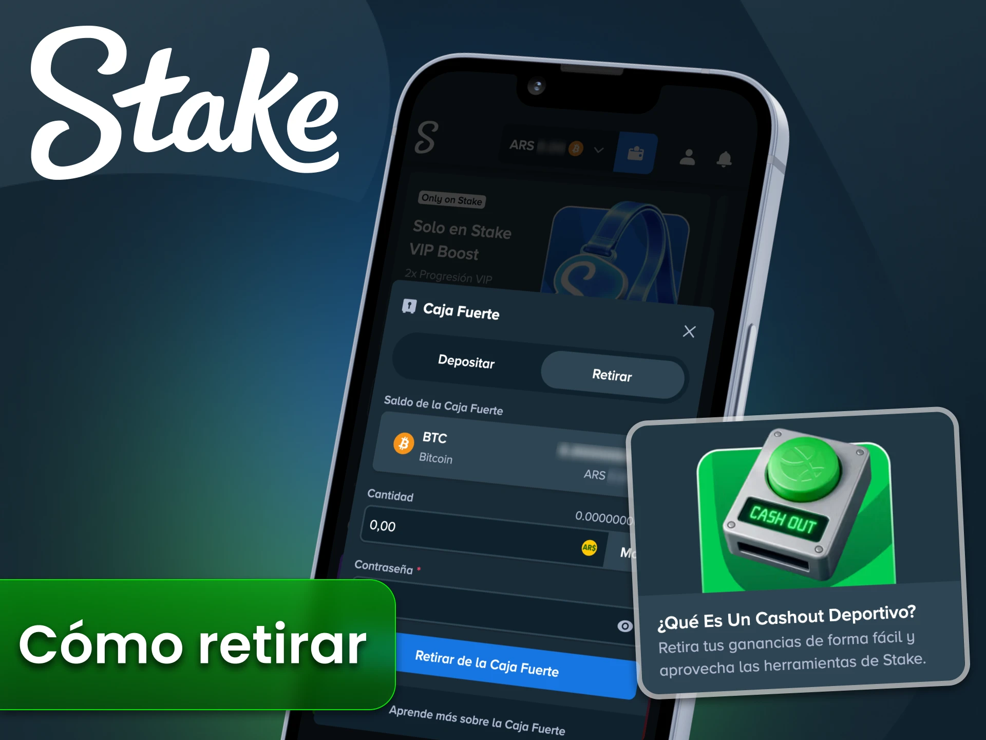 El proceso de retirada es rápido en la aplicación Stake.