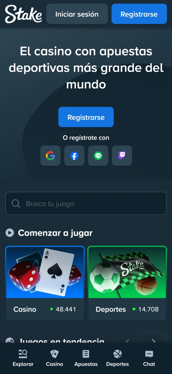 Navega por la interfaz principal diseñada para iOS de Stake.