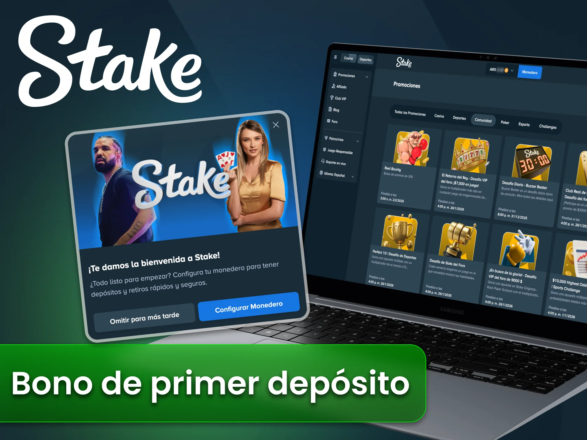 Aprovecha el bono por primer depósito de Stake.