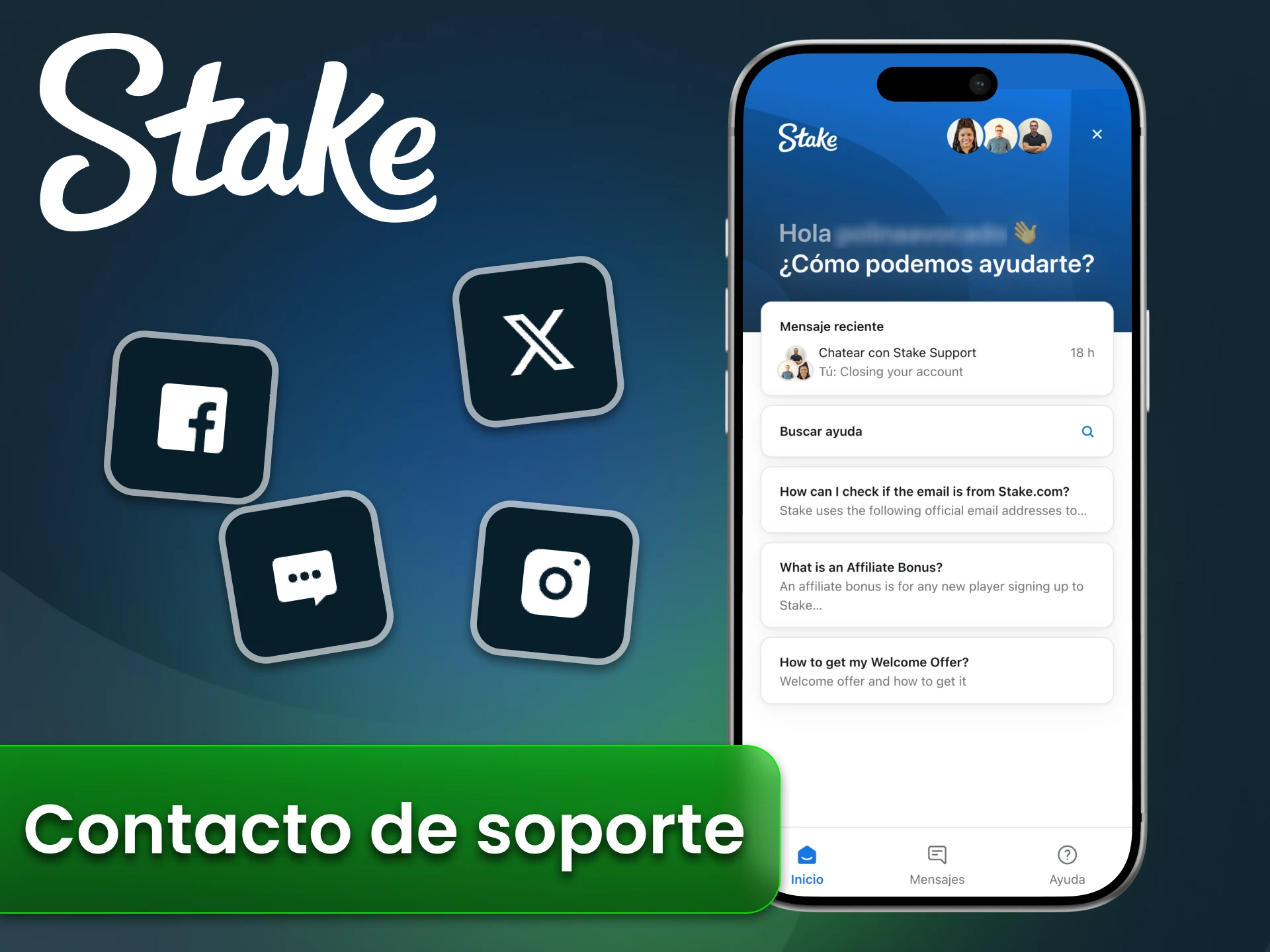 Utiliza varios métodos de soporte en la plataforma Stake.