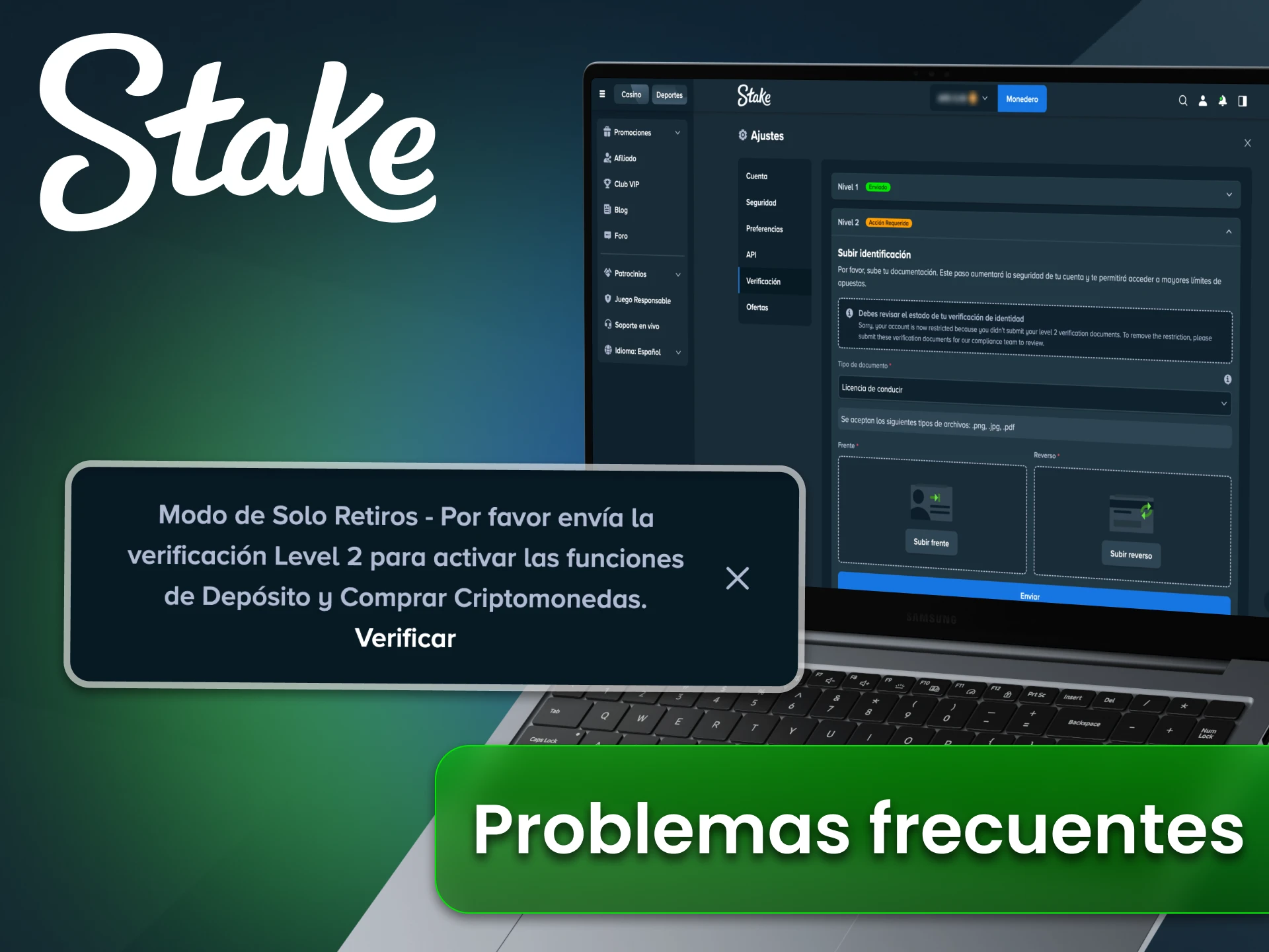 El soporte de Stake puede resolver sus problemas de pago.