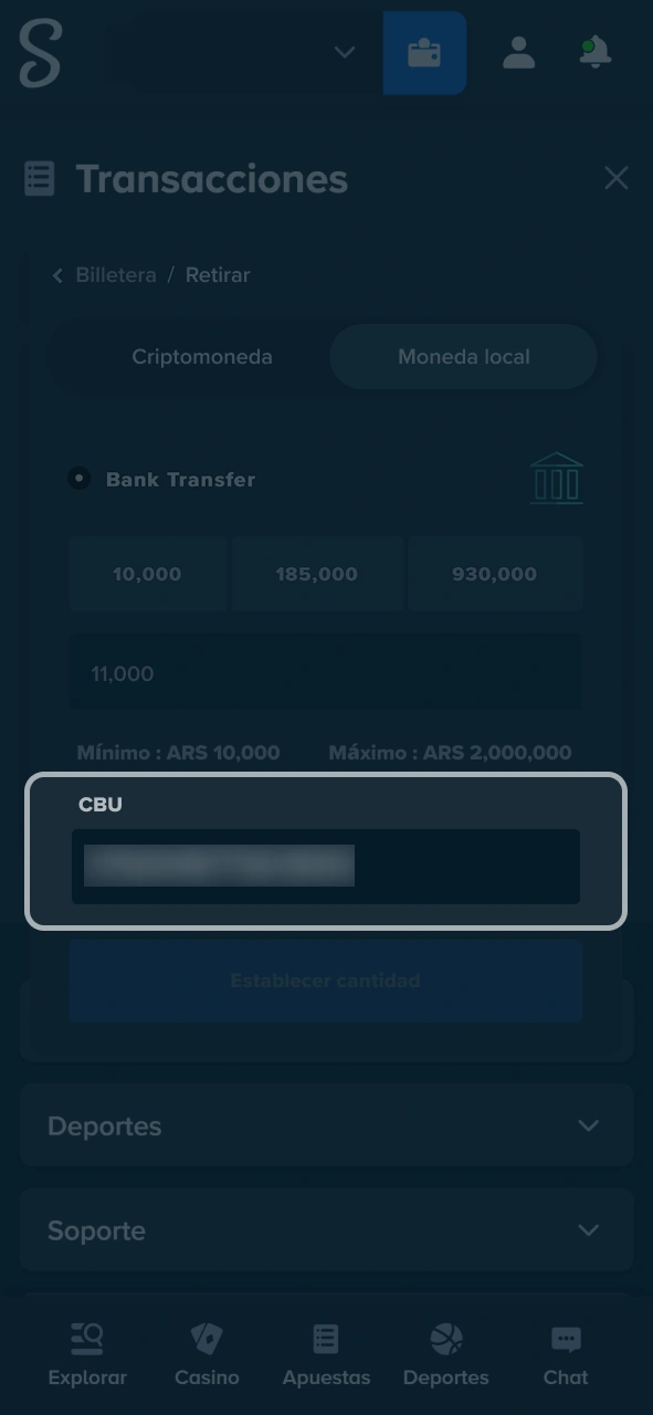 Verifica tus datos bancarios antes de finalizar la operación en Stake.