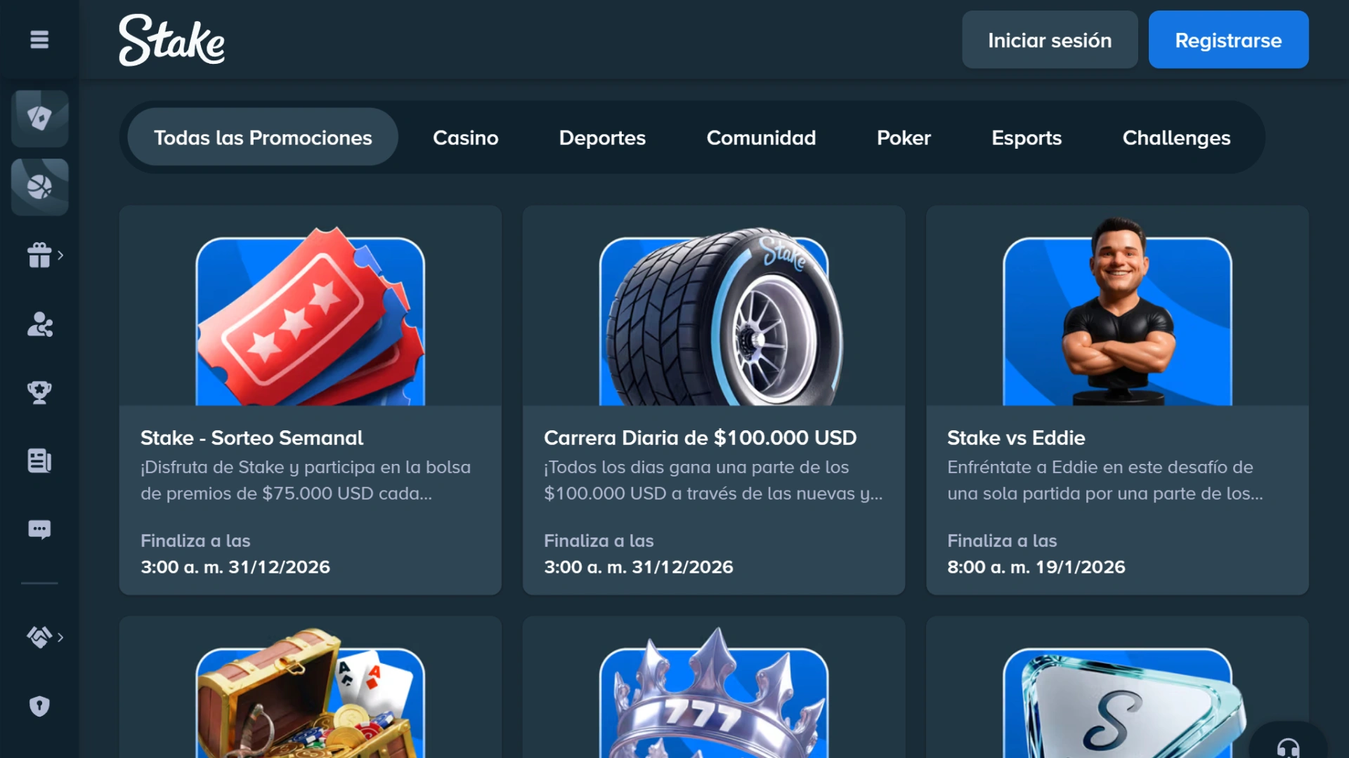 Revisa las ofertas actuales y participa en los sorteos de Stake.