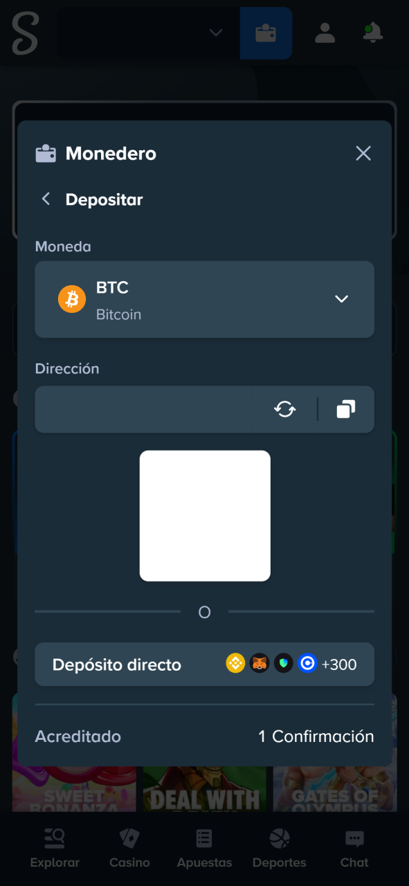 Copia la dirección de tu monedero para hacer un depósito seguro en Stake.