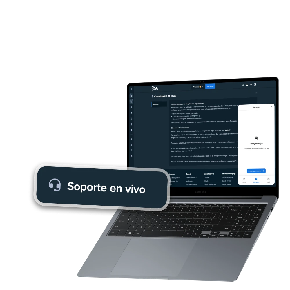 Stake ofrece un Centro de ayuda en Argentina con varias opciones de asistencia.