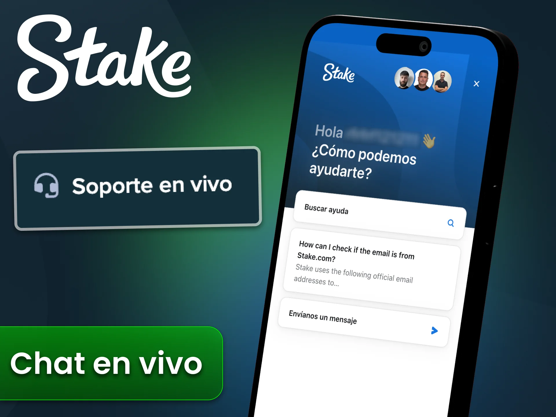 Usá el chat en vivo de Stake para recibir soporte inmediato y resolver problemas en minutos.