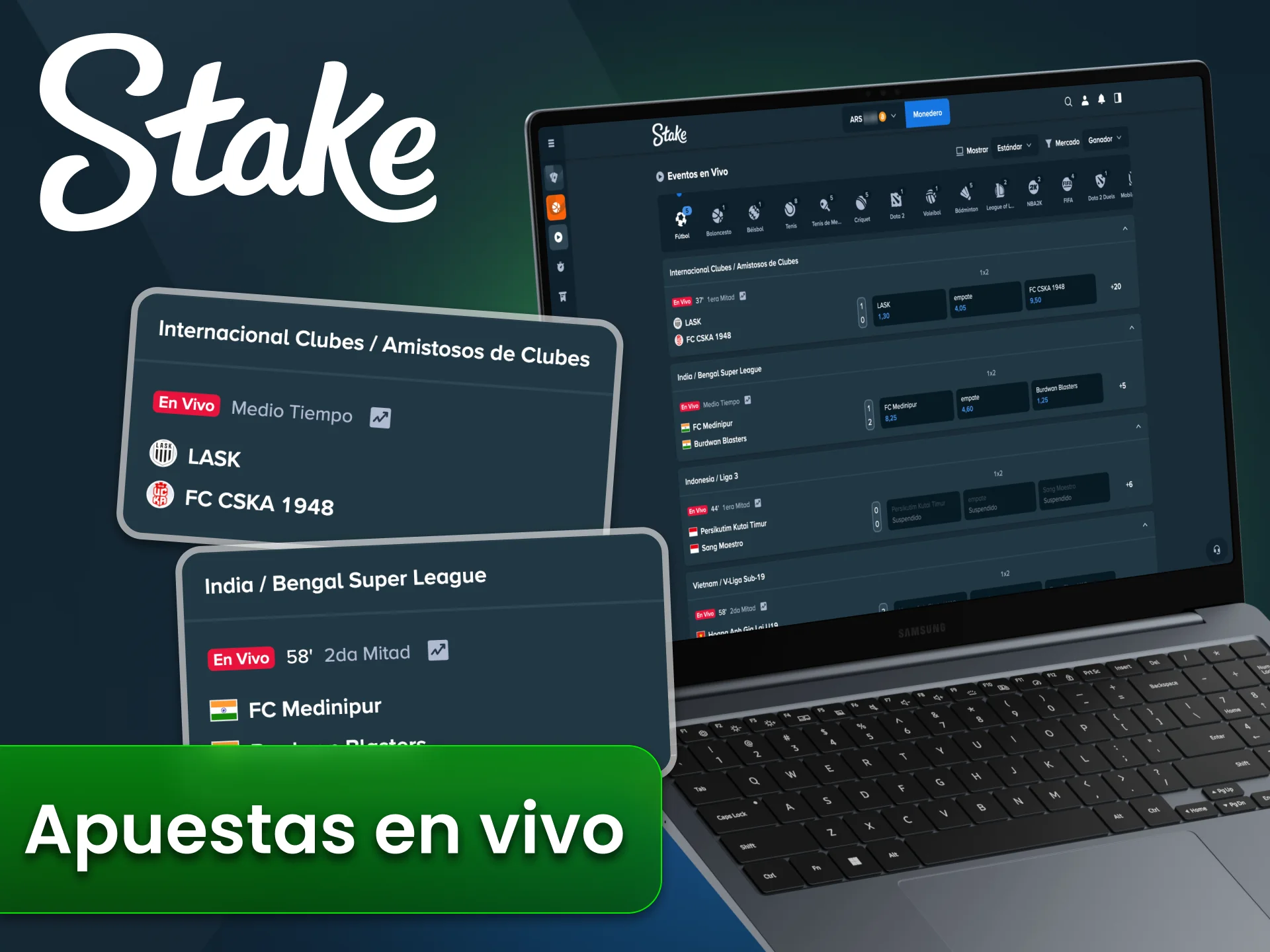 Prueba las apuestas en directo en Stake con partidos en tiempo real.