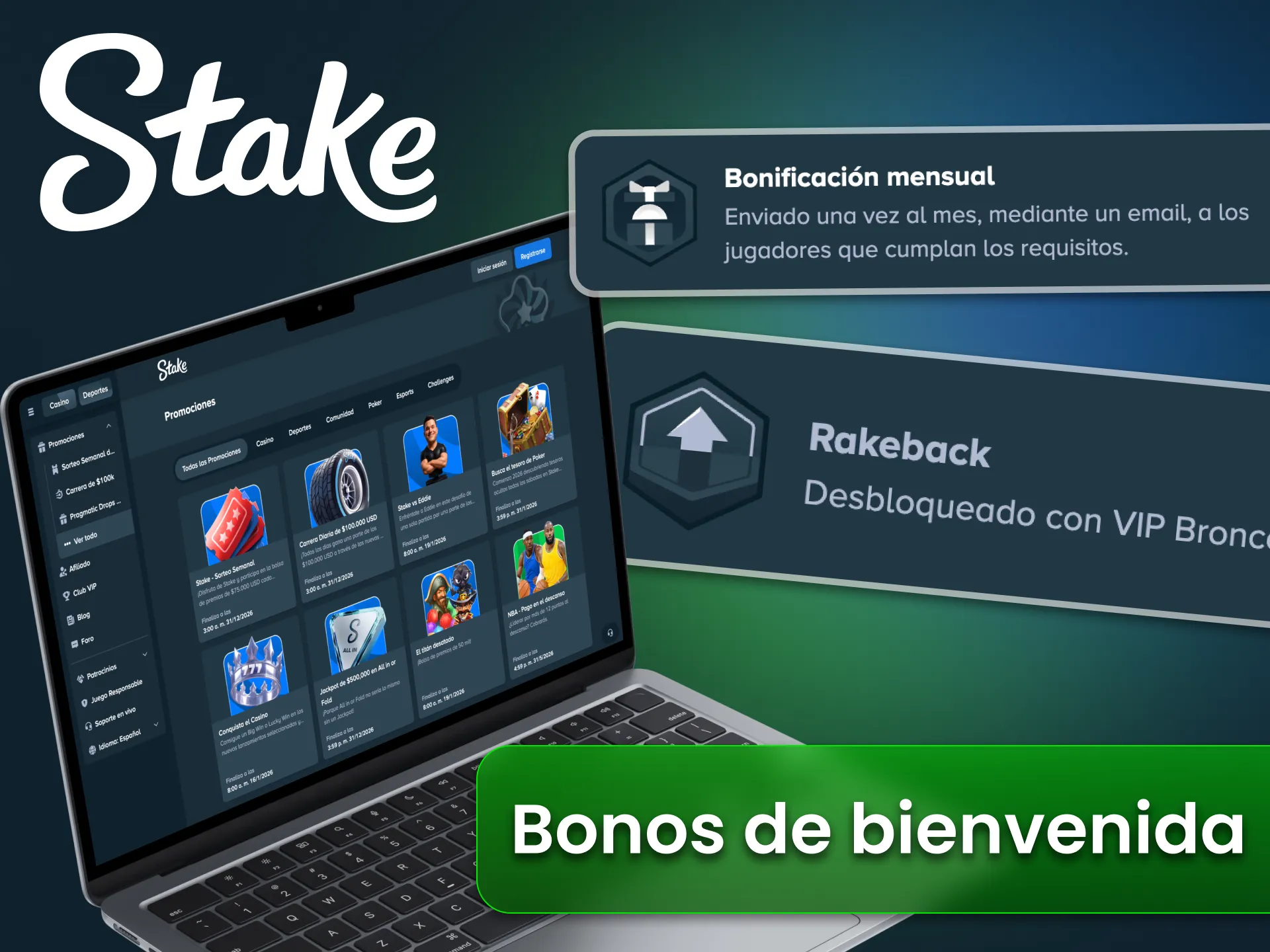 Consigue reembolsos en deportes y casino en la plataforma Stake.
