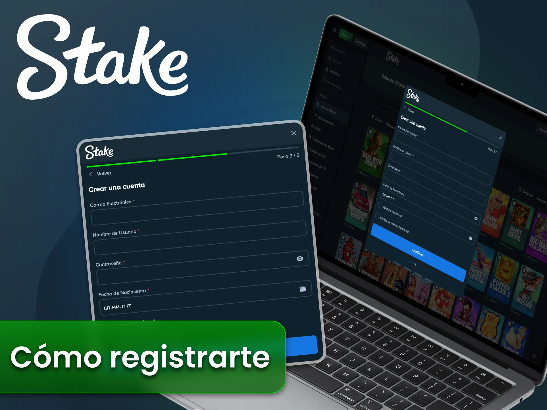 Sigue la guía paso a paso que muestra cómo registrarte en Stake.