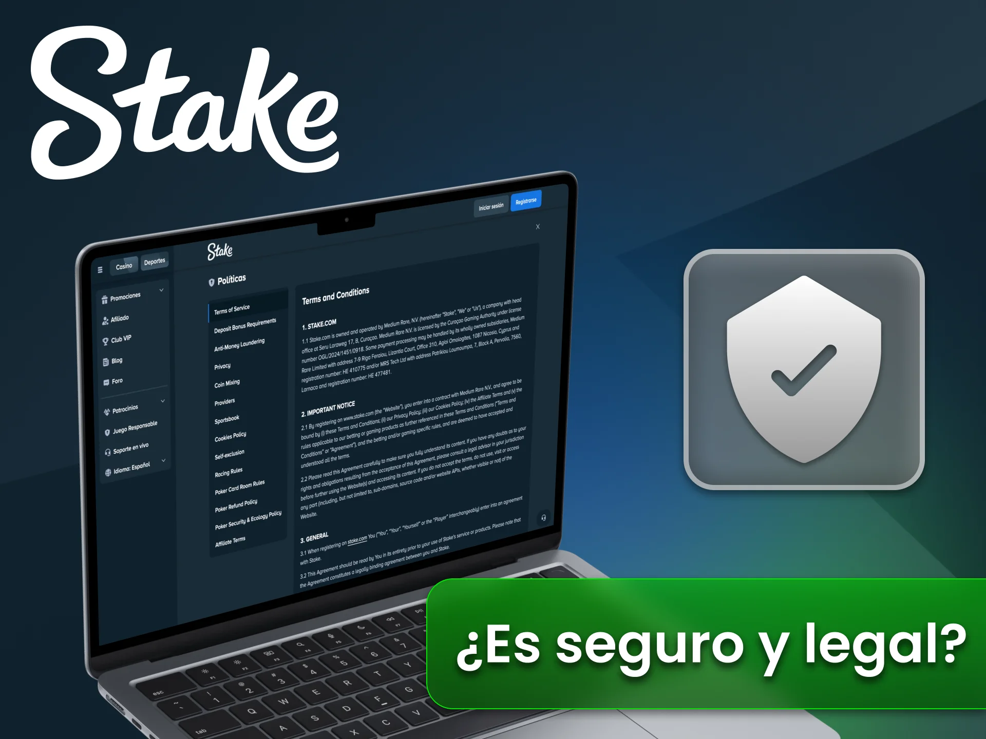 Stake garantiza la seguridad y legalidad de jugar en la plataforma.