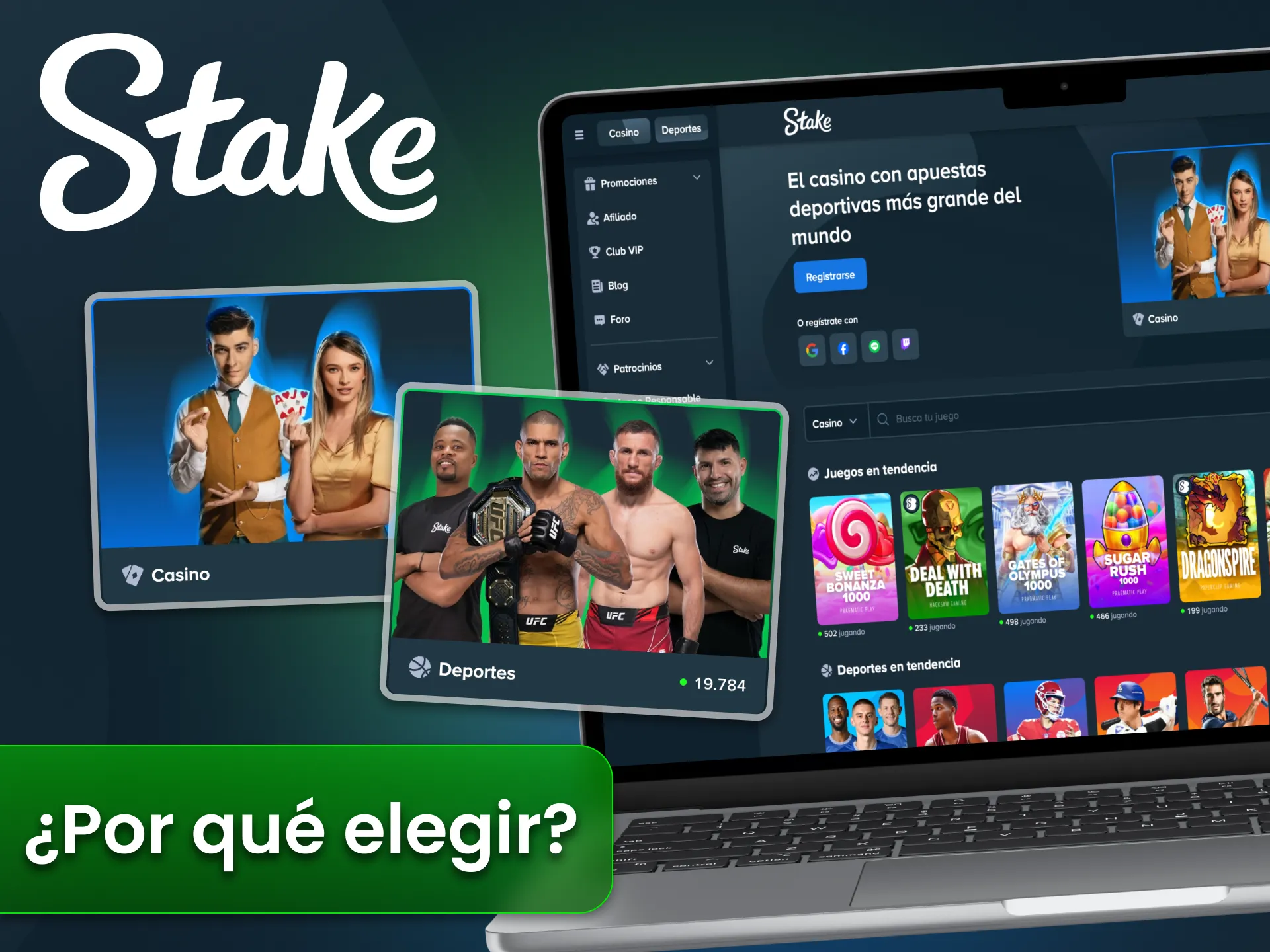 Elige la plataforma Stake para casino online y apuestas en directo.