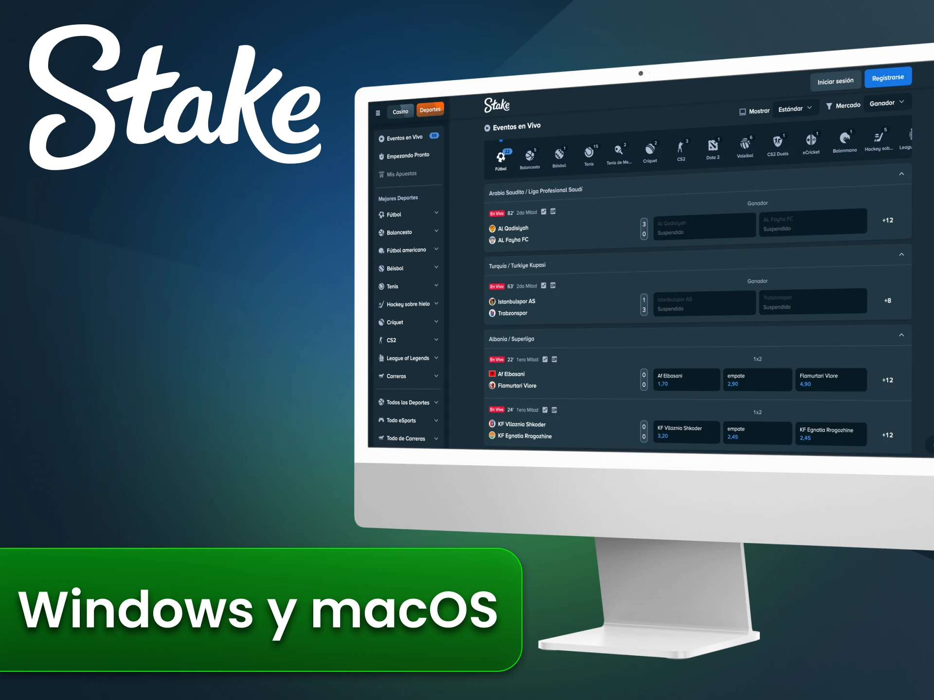 Añade la página web de Stake a tu PC y disfruta apostando.