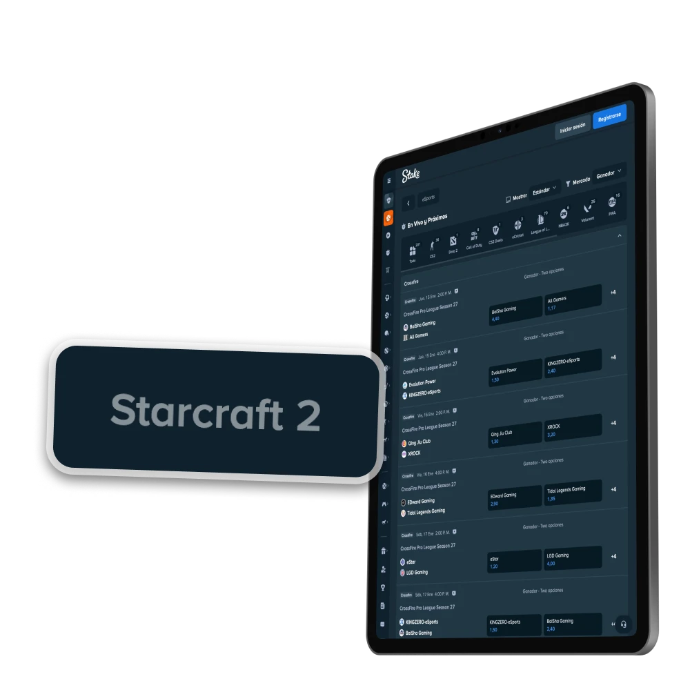 Apuesta en las batallas de StarCraft II en el sitio web de Stake.