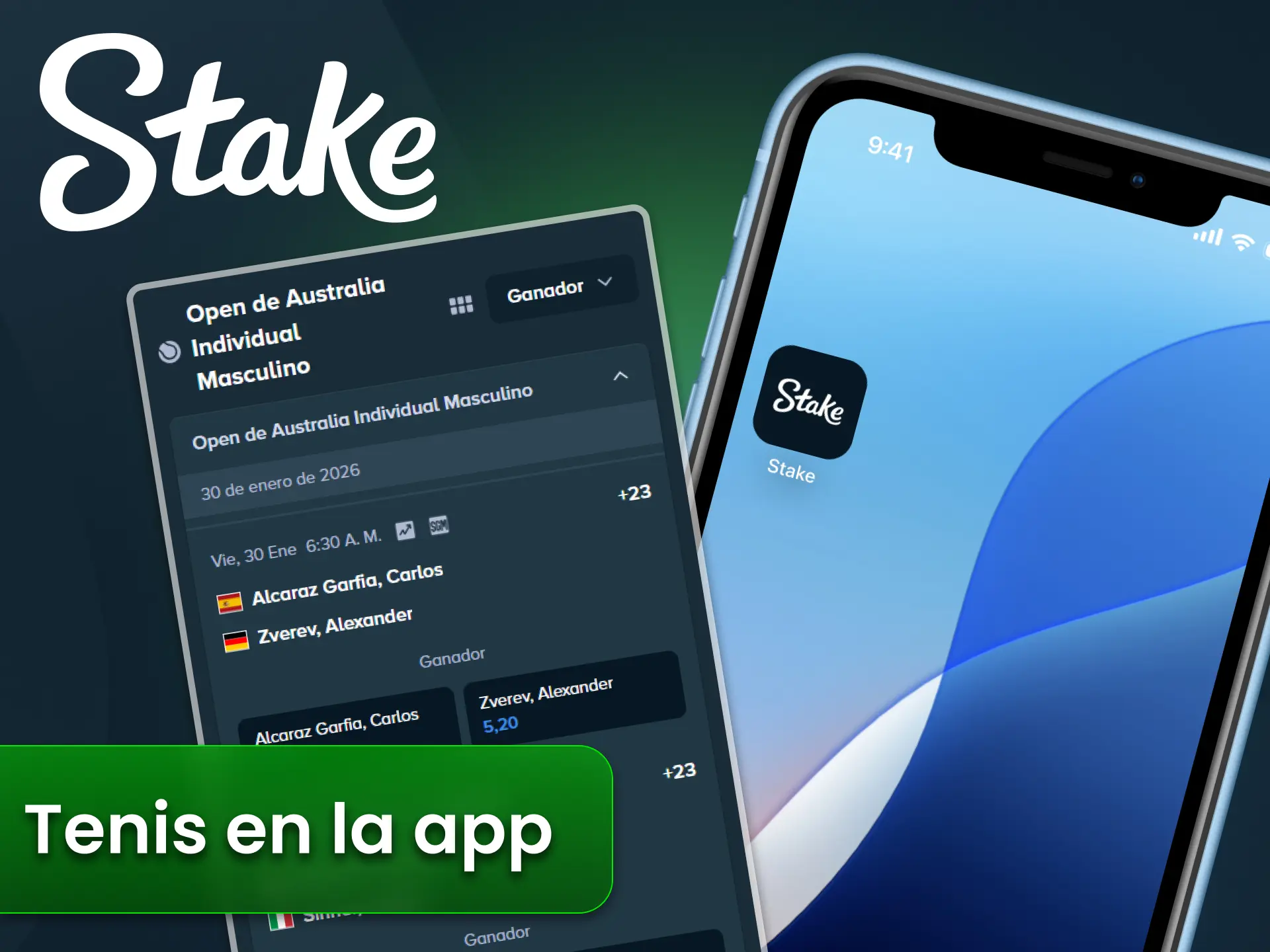 Descarga la aplicación oficial Stake para apostar tenis desde Argentina.
