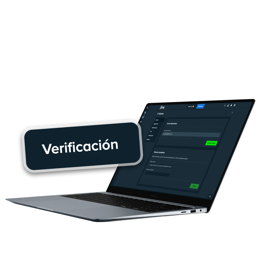 Debes pasar por el proceso de verificación en el sitio web de Stake.