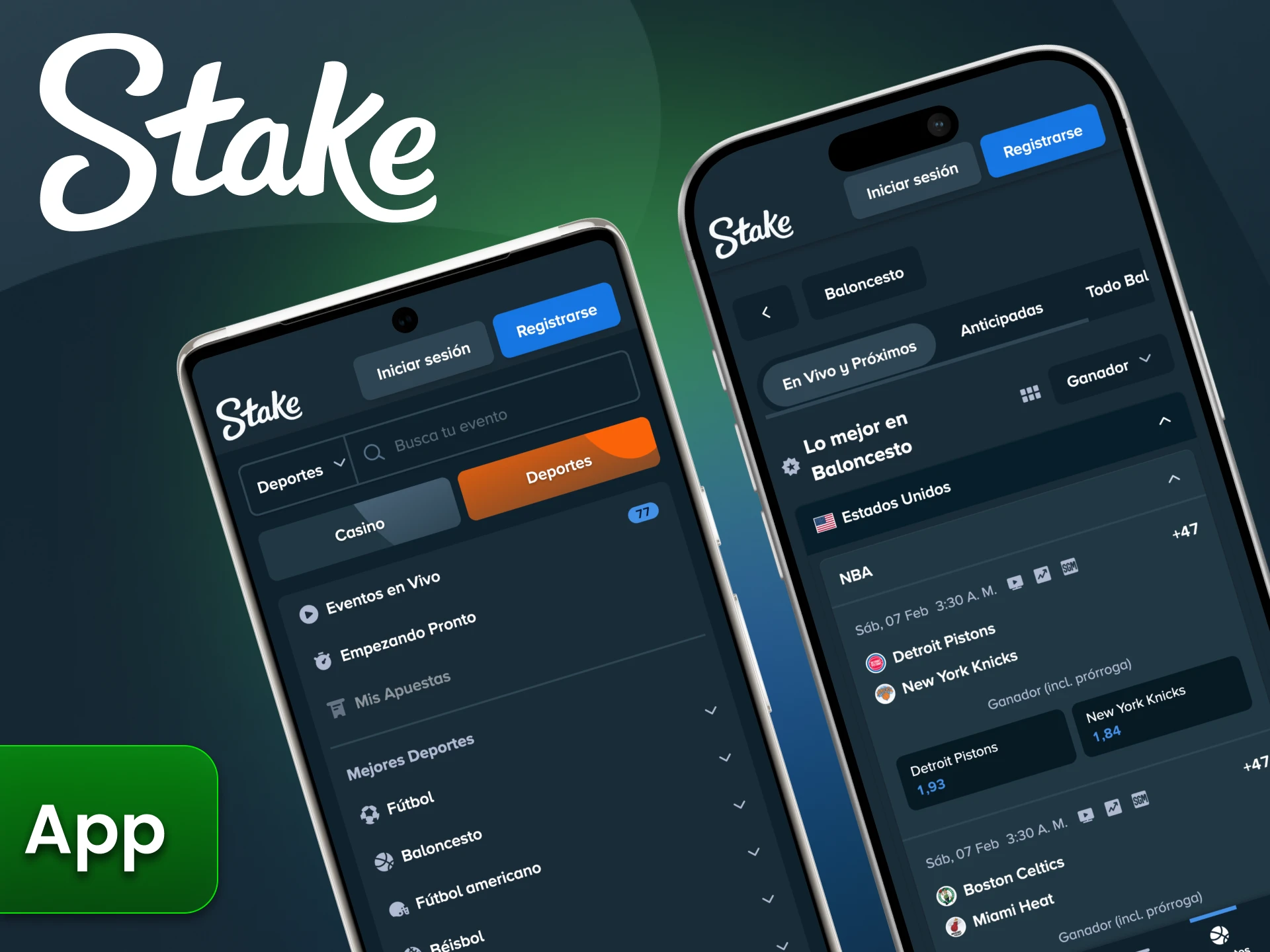 Disfruta de la experiencia móvil de la aplicación Stake para las apuestas deportivas.