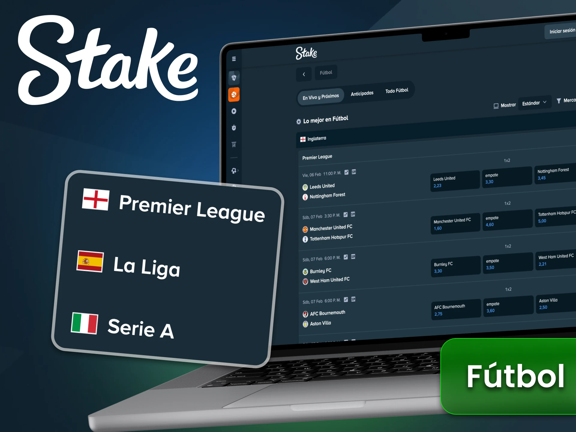 En Stake puedes encontrar una amplia selección de partidos de fútbol.