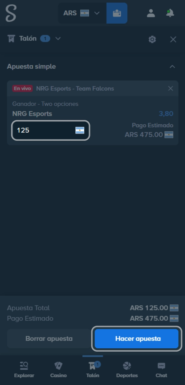 Finaliza tu apuesta de CS2 en el sitio oficial Stake.