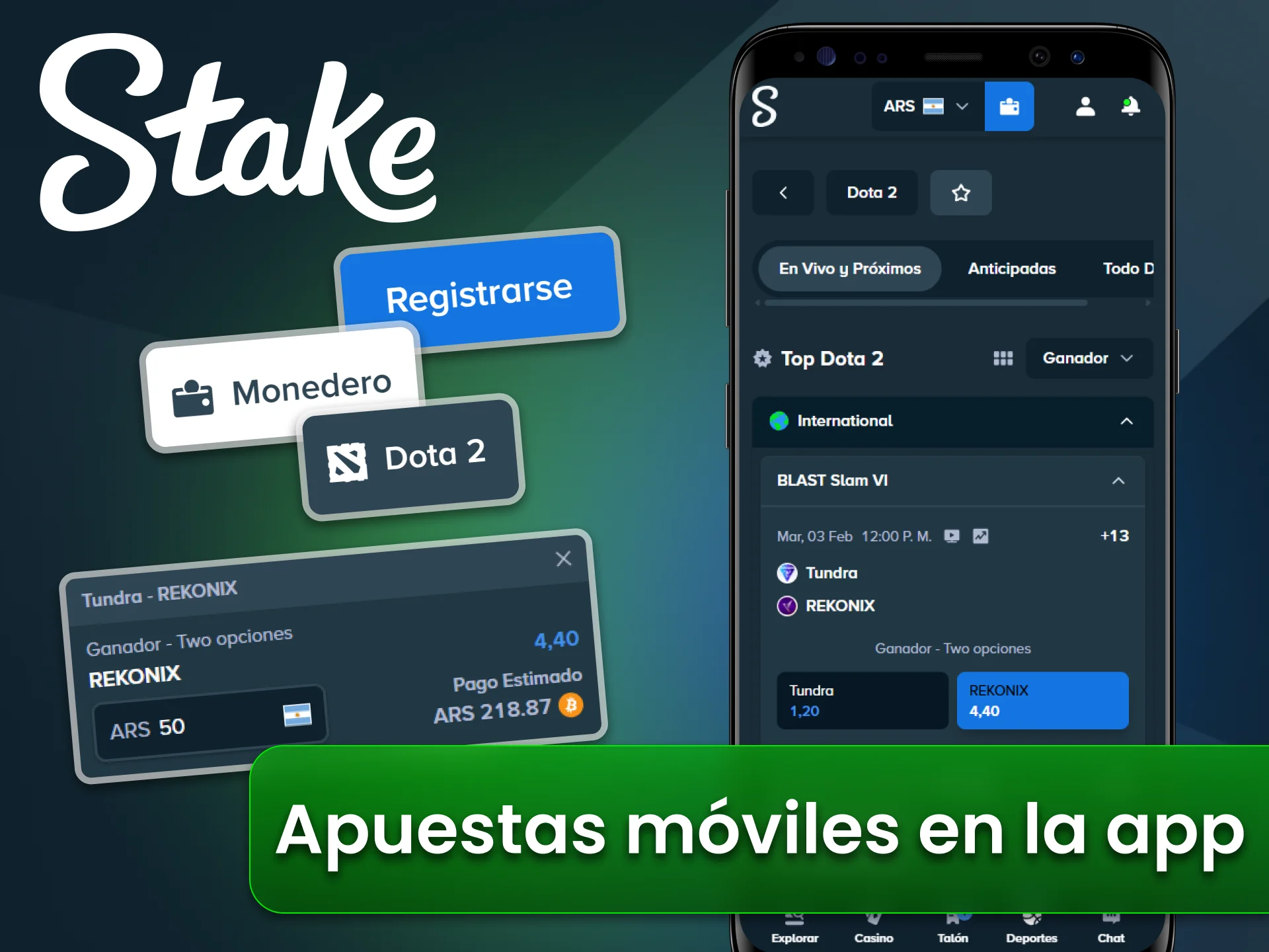 Apuesta en Dota 2 desde la aplicación oficial Stake Argentina.