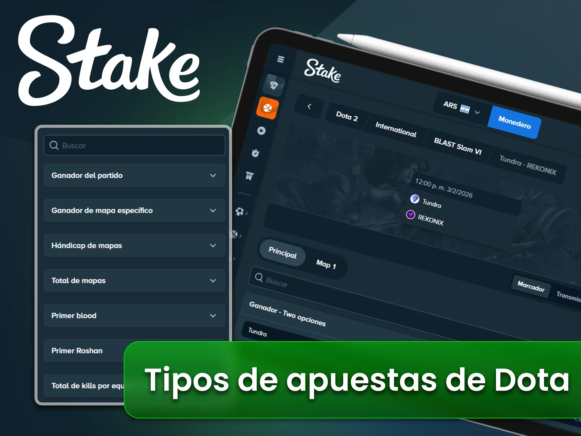 Explora mercados de Dota 2 en el sitio oficial Stake.