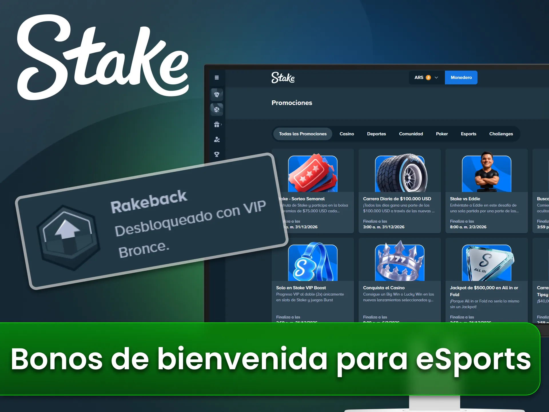 Activa tu bono de rakeback en el sitio oficial Stake.