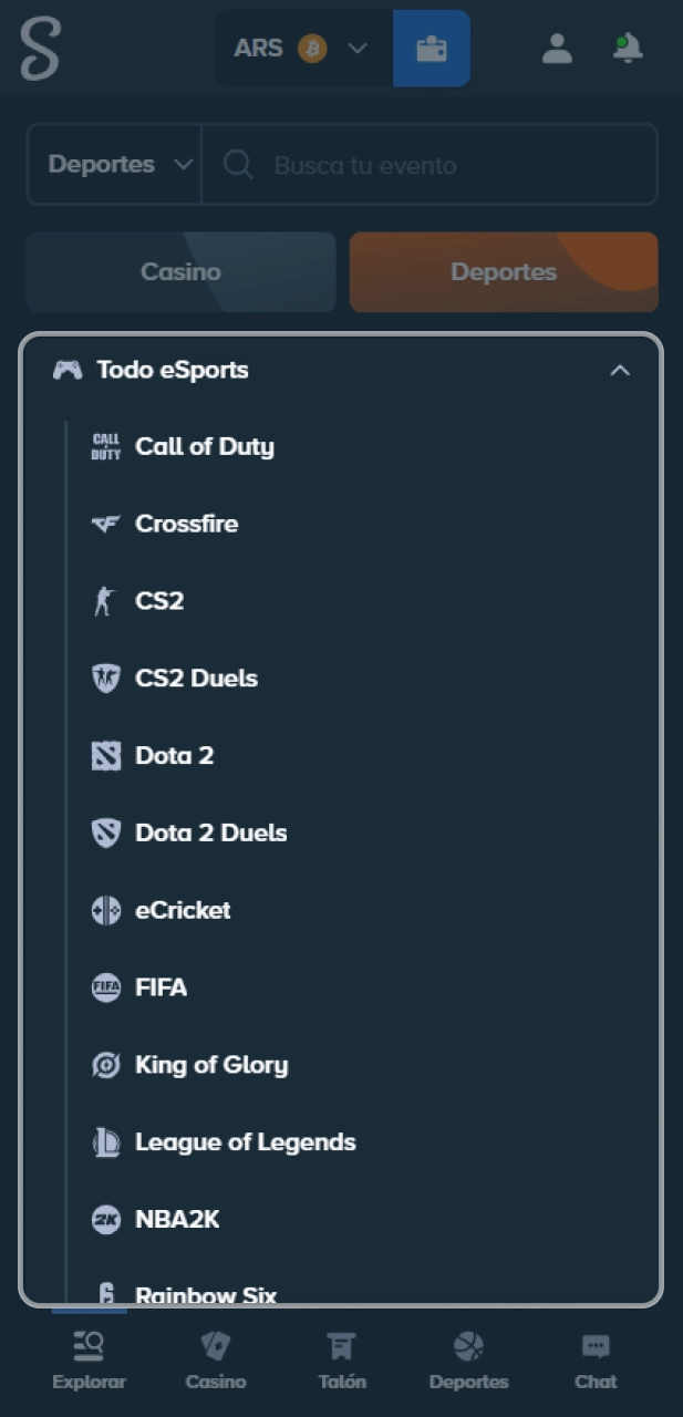 Explora los deportes electrónicos en el sitio oficial Stake Argentina.